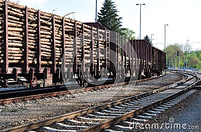 Wagons with wood to the station