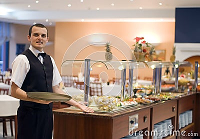 Waiter And Buffet Royalty Free Stock Photogra