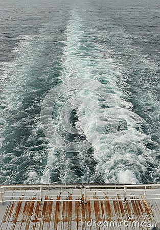 Wake of boat at sea