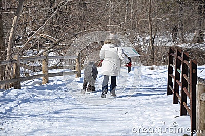 Walking with her dog