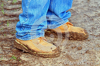 Walking Shoes Coated with Mud