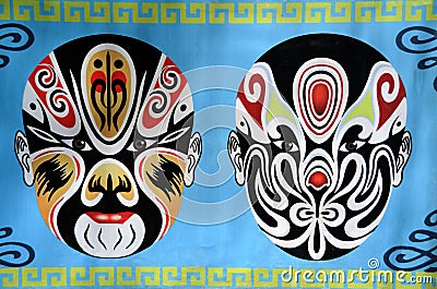 Wall painting of local opera masks