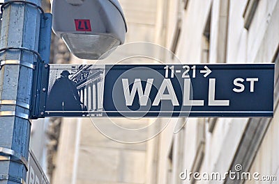 Wall Street and the New York Stock Exchange, New York City, USA.