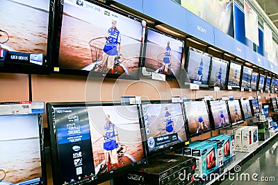 Wall of Televisions at Store