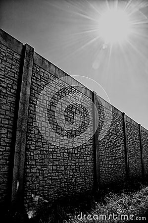 Wall with vanishing point and sun