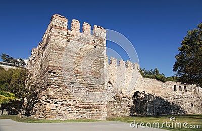 Walls of Constantinople or The Theodosian walls in Istanbul, Turkey