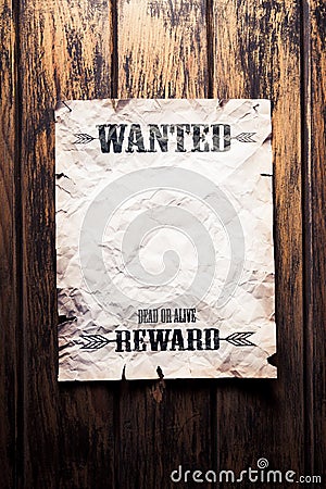 Wanted vintage poster with dramatic light