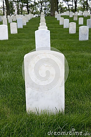 War Memorial Cemetery with Blank Tombstone Grave Marker