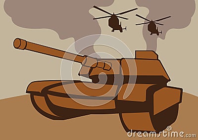 War with tanks and helicopters.