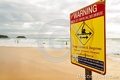 Warning Sign on the beach