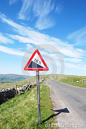 Warning sign on deserted road