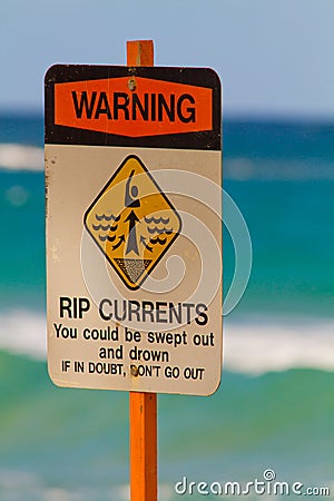 Warning Sign Swimming Rip Tides Currents