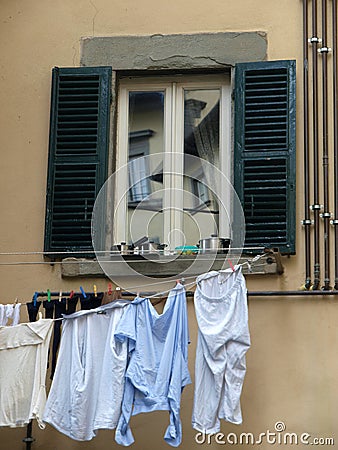 Washing hanging up to dry