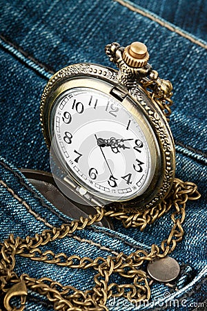 Watch in pocket of jeans
