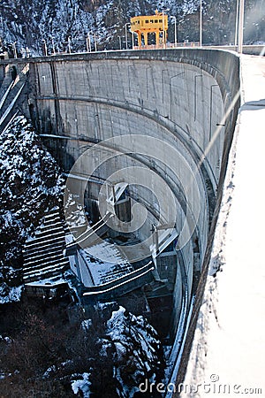 Water Barrier Dam By Frozen Lake