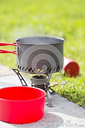 Water Boiling on Camp Stove