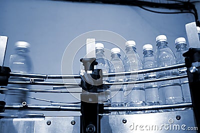 Water bottles on conveyor belt