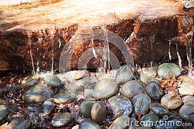 Water falling on rocks