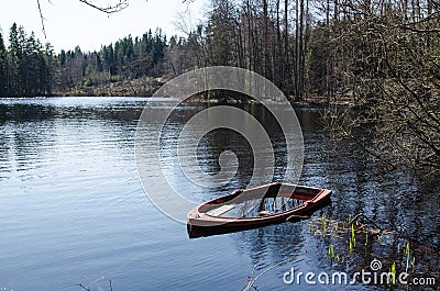 Water filled rowboat