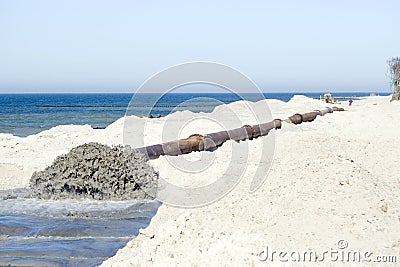 Water pipe on beach