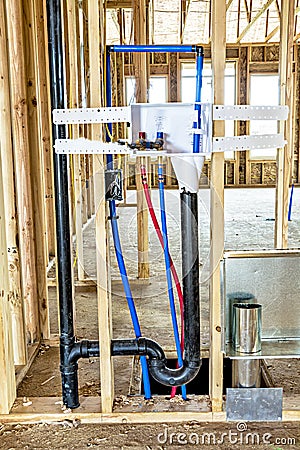 Water pipes for a washer and dryer in new construction