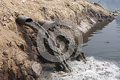 Water pollution in river