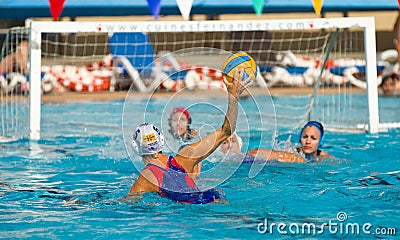 Water polo player shooting