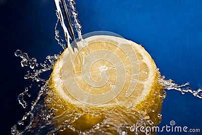 Water splash on lemon