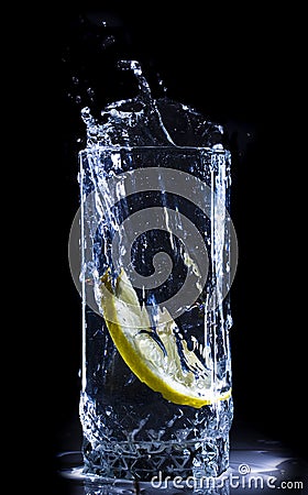 Water splash with lemon