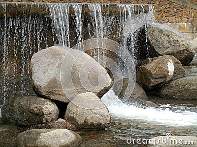 The water and stones on the waterfall