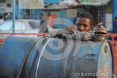 Water truck in the street of Hargeisa