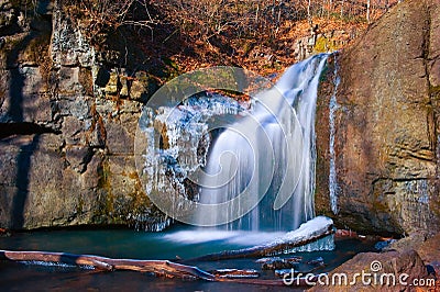 Waterfall on the taiga river in late autumn-4.