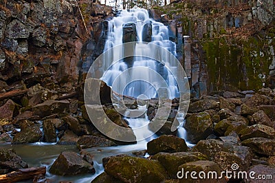 Waterfall on the taiga river in late autumn-2.