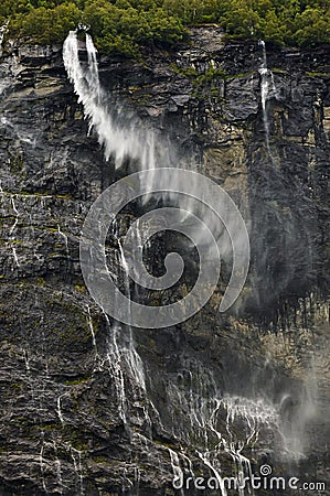 Waterfalls in a Norwegian fjord