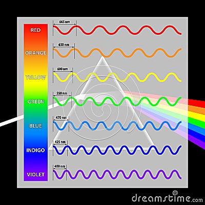 Wavelength colors in the spectrum