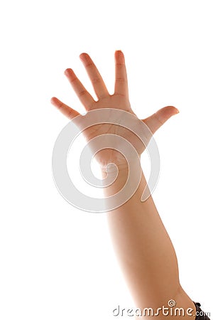 hand waving isolated extended forearm fingers palm five human while background over dreamstime