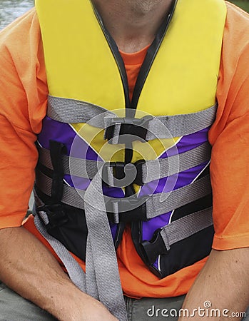 Wearing a life jacket