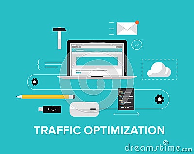 modern vector illustration concept of the website traffic optimization ...