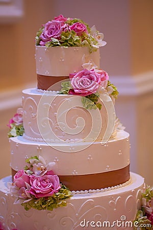 Wedding cake with flowers