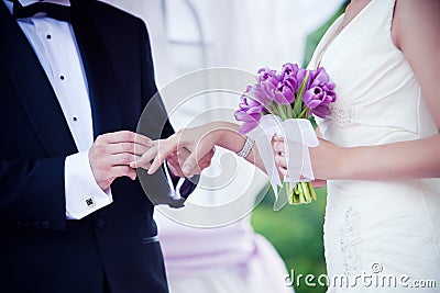 Wedding couple hands close-up