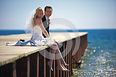 Wedding Couple on Dock