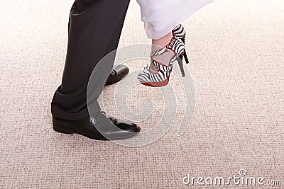 Wedding couple. Legs of the groom and the bride.