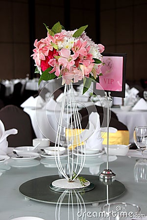 Wedding decor table setting and flowers