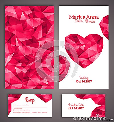 Wedding invitation cards template with abstract