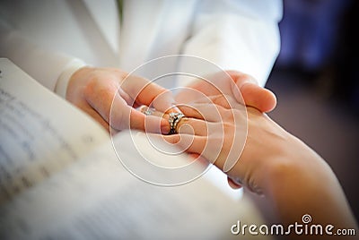 Royalty Free Stock Images: Wedding rings exchange