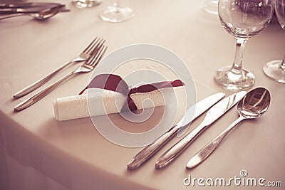 Wedding table place setting cutlery