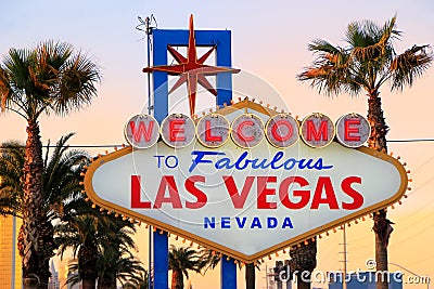 Welcome to Fabulous Las Vegas sign at night, Nevada