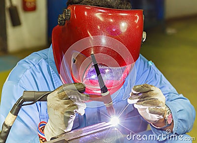 Welding work by TIG welding