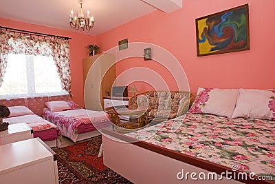 Well furnished pink bedroom