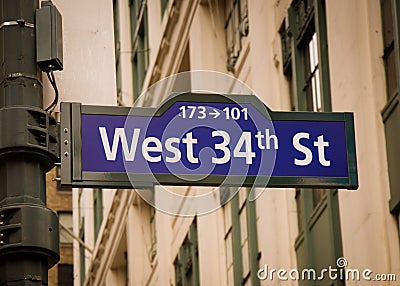 West 34th Street Sign